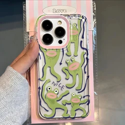 Dancing Big Mouth Frog Fun Phone Case For iPhone 16 15 14 13 12 11 Mini Pro Max X XR XSMax 7 8 Plus Cartoon Y2k Soft Back Cover