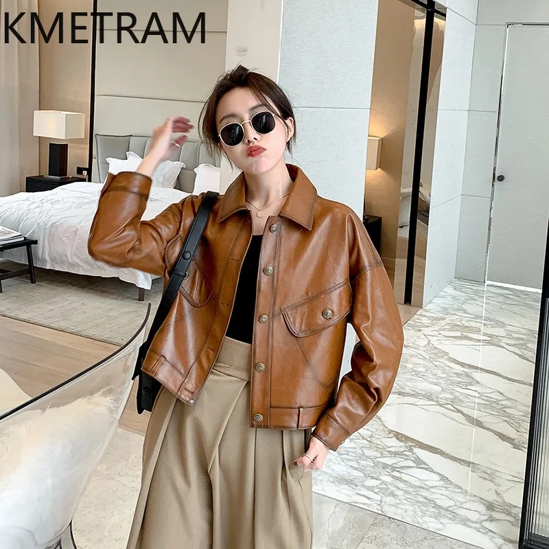 100% Sheepskin Genuine Leather Jacket Women Korean Fashion Short Jackets New in Coats Fall Clothes 2024 Woman косуха женская