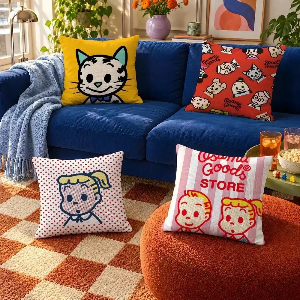 Character OSAMU GOODS Jack Jill Cat Dog Cushion Cover Throw Pillow Soft Short Plush Cozy Colorfast For Sofa Bedroom Home Decor