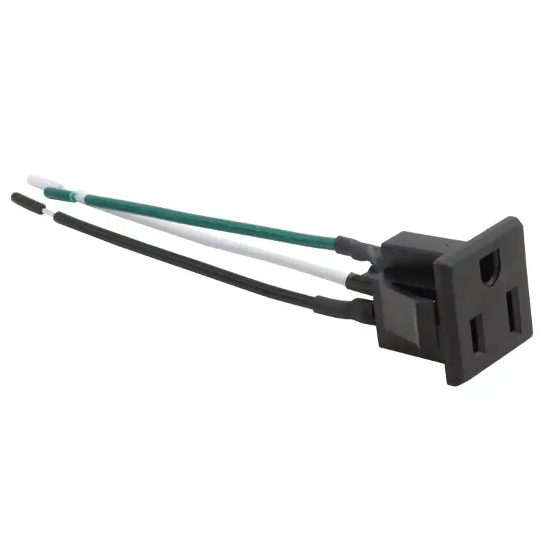 USA NEMA Type Industrial Plug 125V 15A AC Panel Mount Power Socket 3 Pin Plastic Outlet With NFC Connectivity Self-Test