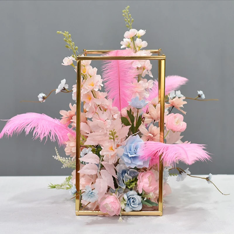 

High-End Electroplating Geometry Table Flower Artificial Flower Hotel Bar KTV Box Front Desk Table Decoration Decoration