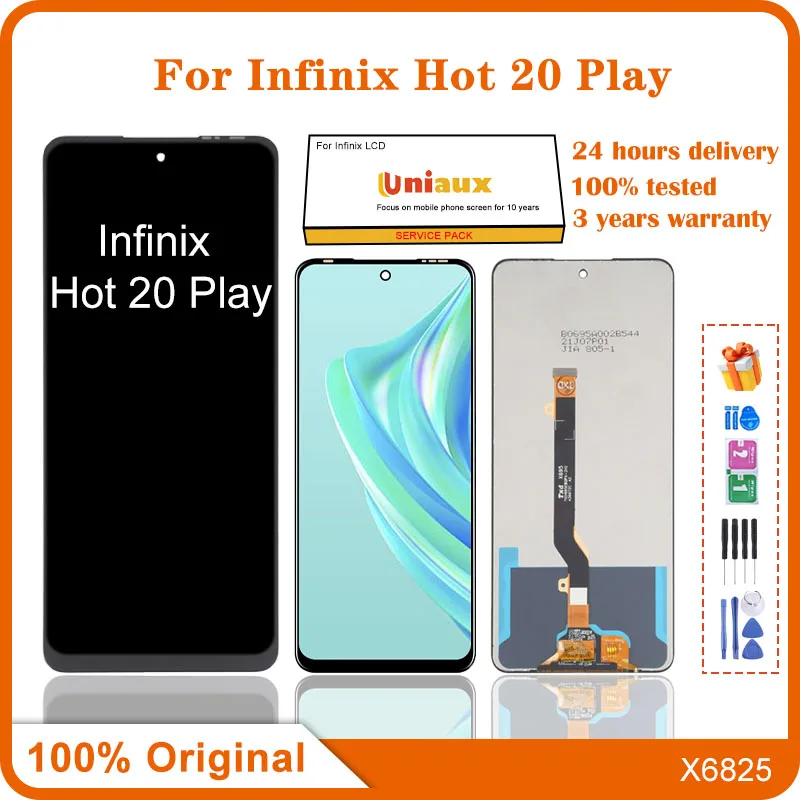 

6.82" Original New For Infinix Hot 20 Play X6825 LCD Display Touch Screen Digitizer Assembly Hot20Play Repair Replacement Parts