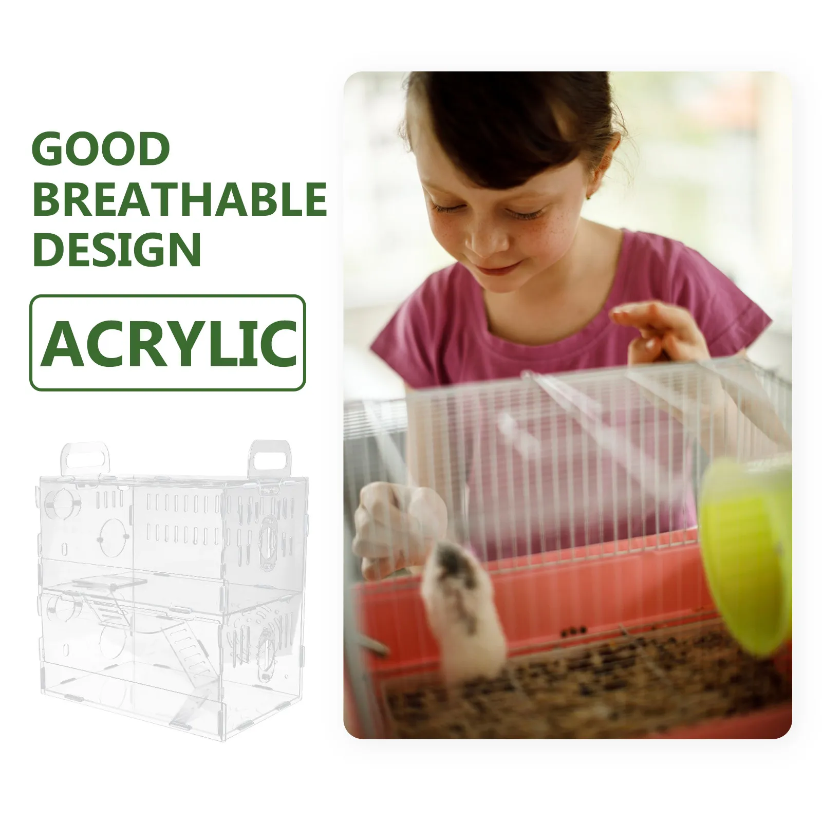 1Pcs Acrylic Clear Hamster Cage Premium Small Pet Villa Cage Safe Breathable Small Animal for Hamster Hedgehog Chinchilla