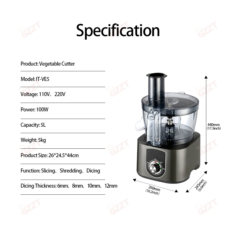 Krajalnica do warzyw GZZT VE5 z regulacją prędkości Wielofunkcyjna krajalnica do owoców i warzyw Krajalnica Dicer