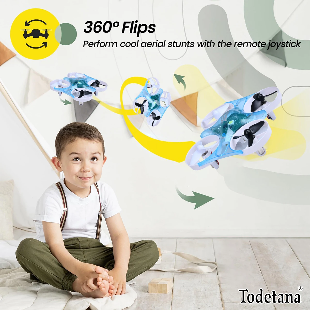 Todetana Mini Drone: With Throw Launch, Circle Fly, 360° Flips & Altitude Hold – Ideal for Indoor Fun for Beginners