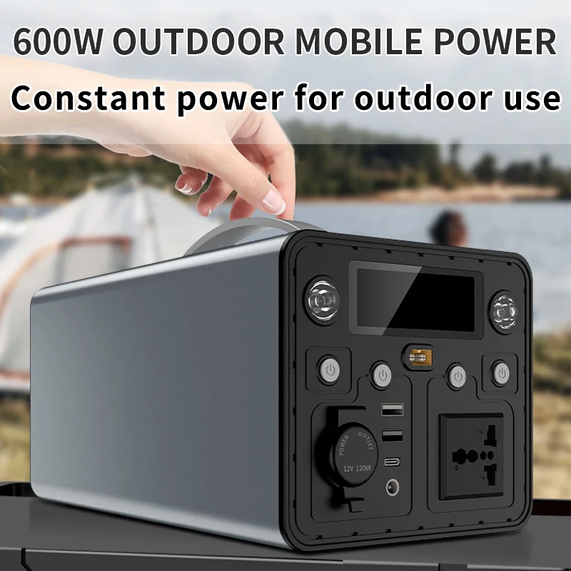 600W 577Wh lithium battery outdoor power station 110V 220V for camping equipment emergency belt 65W fast charging