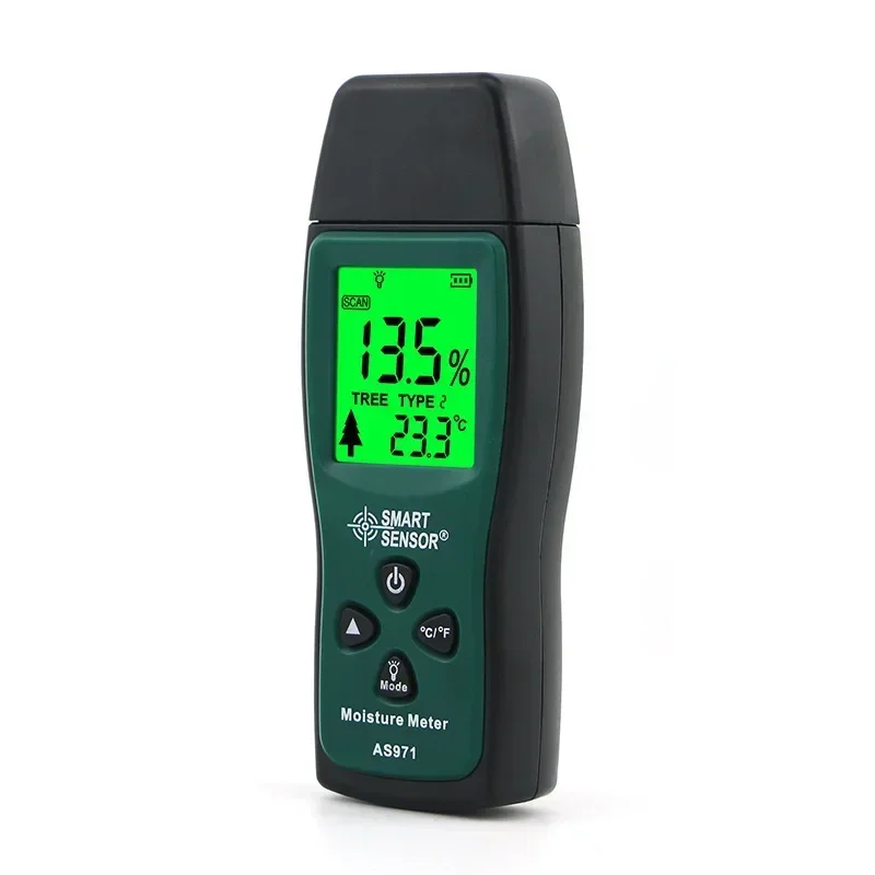 AS971 Wood Moisture Meter Humidity Tester Timber Damp Detector Digital Paper Moisture Tester Portable Moisture Analyzer