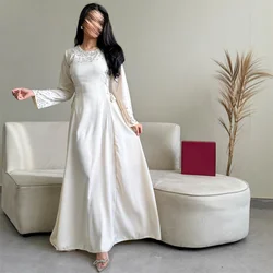 ROYET Luxury Beading O Neck Long Sleeve A Line Evening Dress Ankle Length Classic Elegant Prom Gown For Woman Customized New