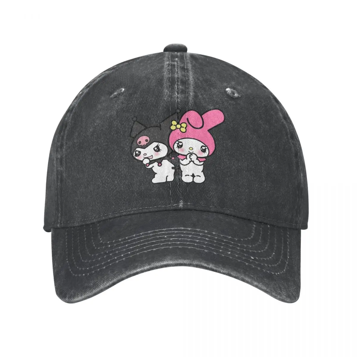 Fashion Kuromi & My Melody Sanrio Kawaii Baseball Caps Unisex Style Distressed Cotton Sun Cap Outdoor Summer Hats Cap