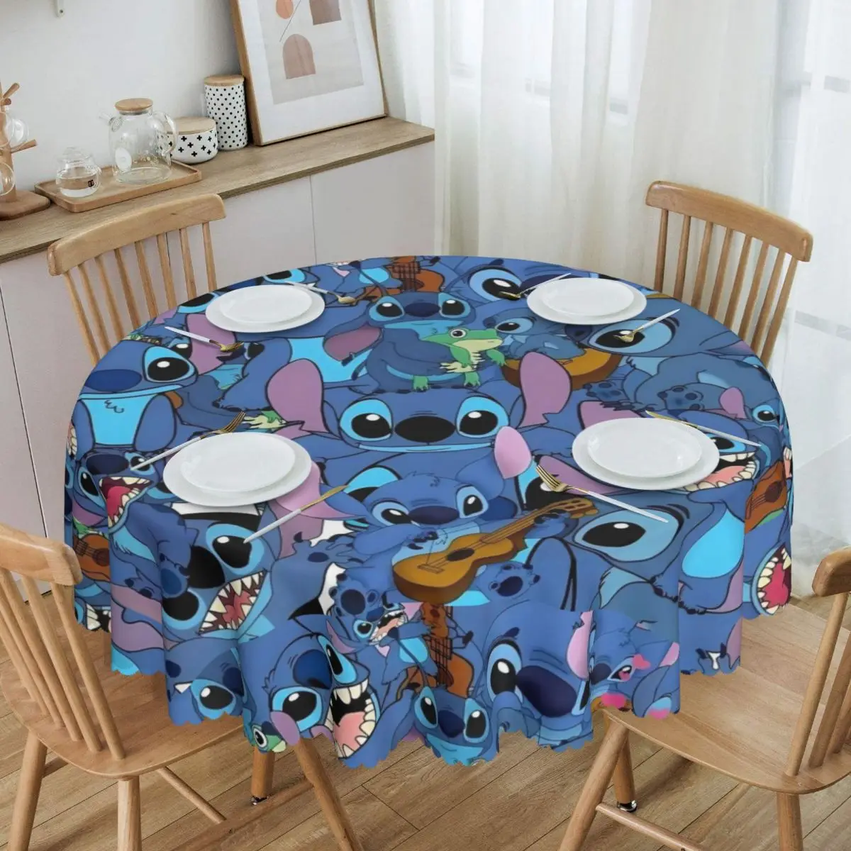 

Customized Round Tablecloth Tablecloth 60 inches Kitchen Dinning Table Cloth Spillproof Disney Table Cover