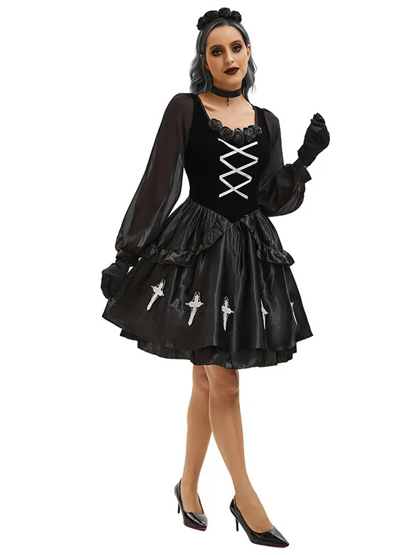 Gothic Sle Halloween Kostuum Bruid k Thema Kleine Duivel Heks Dameskleding Set Student School orm
