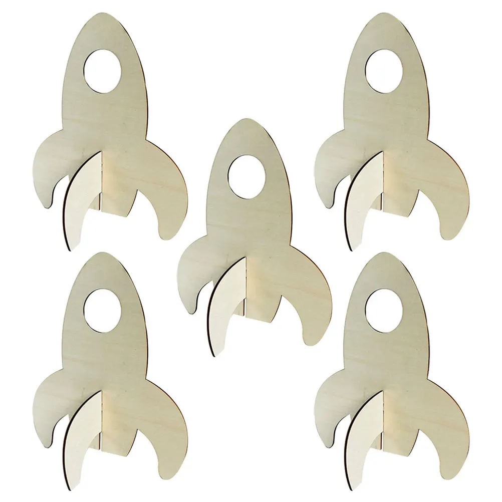 

5шт ракета деревянная незавершенная живопись игрушки дети творческий декор ручная роспись ракета граффити