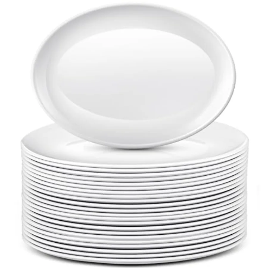

36 Pcs Large Serving Platters Oval Trays White Plates Serving Dish for Wedding Party Restaurant Home Steak Taco Sushi Appetizer