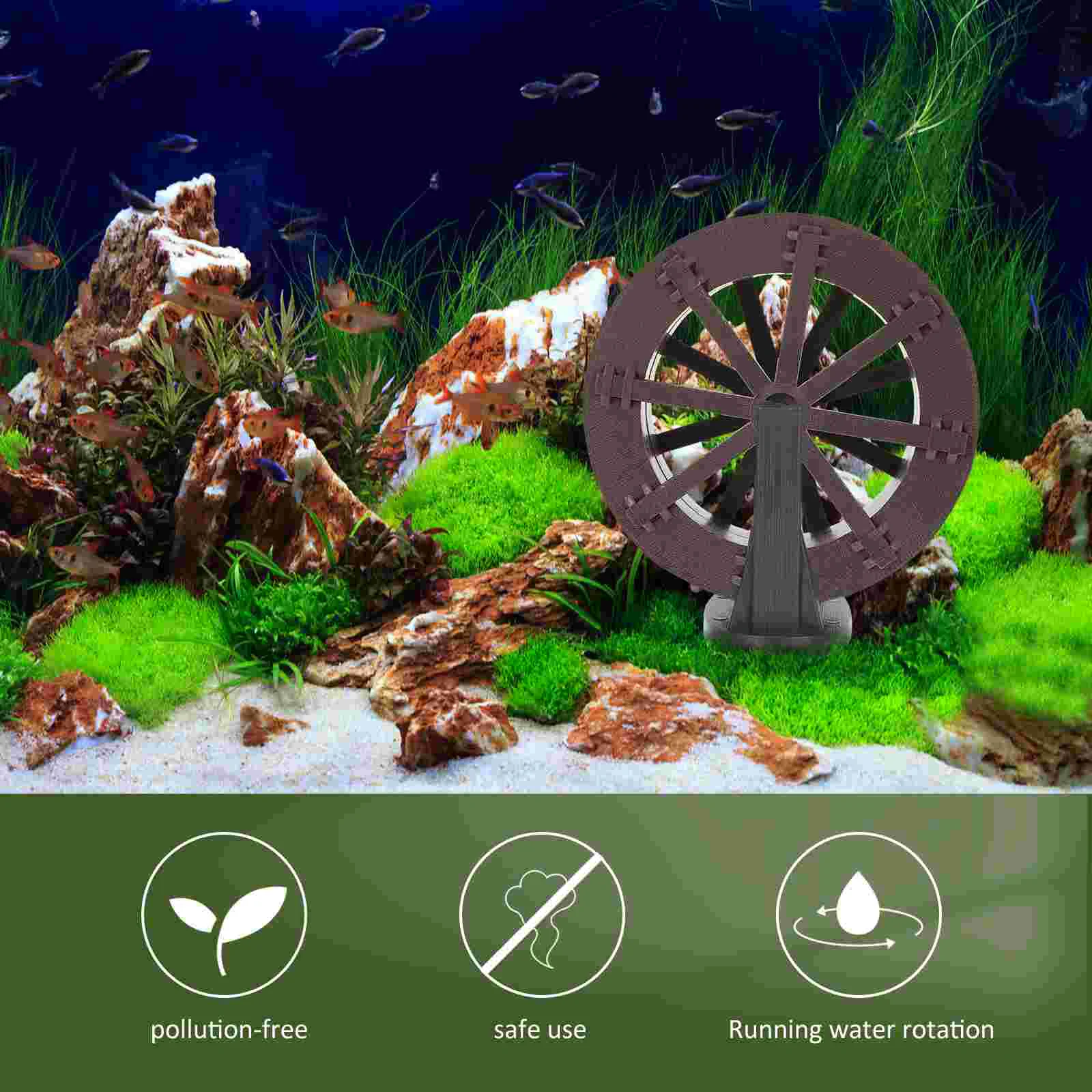 Pressure Washer Accessories Fountain Water Wheel Fish Tank Scene Layout Prop Waterfall Brown