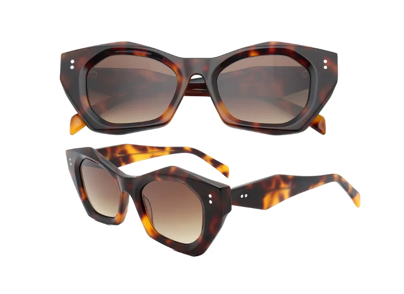ChicOptix Retro Fashion Damen-Sonnenbrille mit Leopardenmuster, polygonale Sonnenbrille für Herren, Retro-Acetat-Sonnenbrille, UV400, für den Außenbereich, lässig – Detail 16