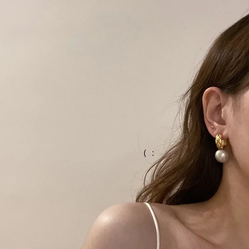 

Plated Stainless Steel Hoop Earrings for Women Vintage PearlsCharms Trendy Jewelry