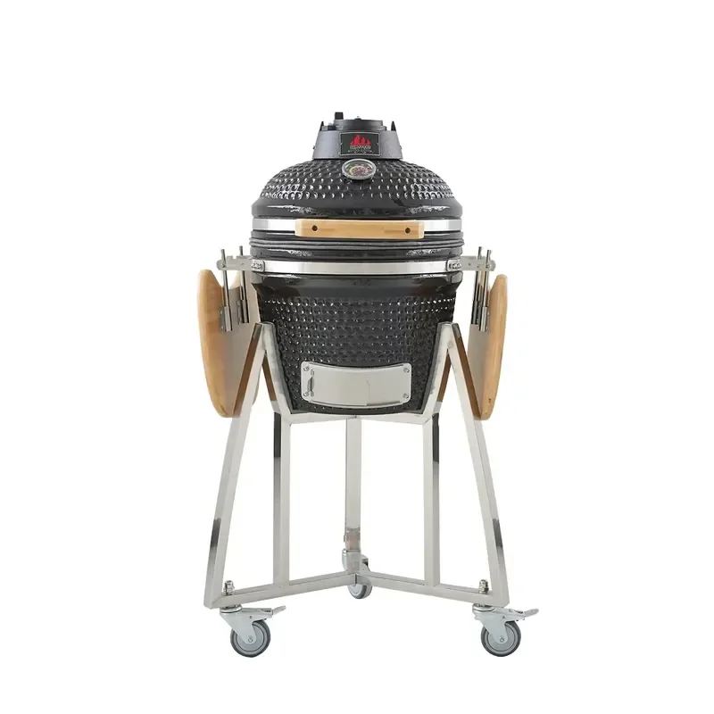 Kimstone 16-Inch Round -Shaped Kamado Grill Modern Premium Ceramic Barbecue Smoker with Charcoal Oven Outdoor Cookware