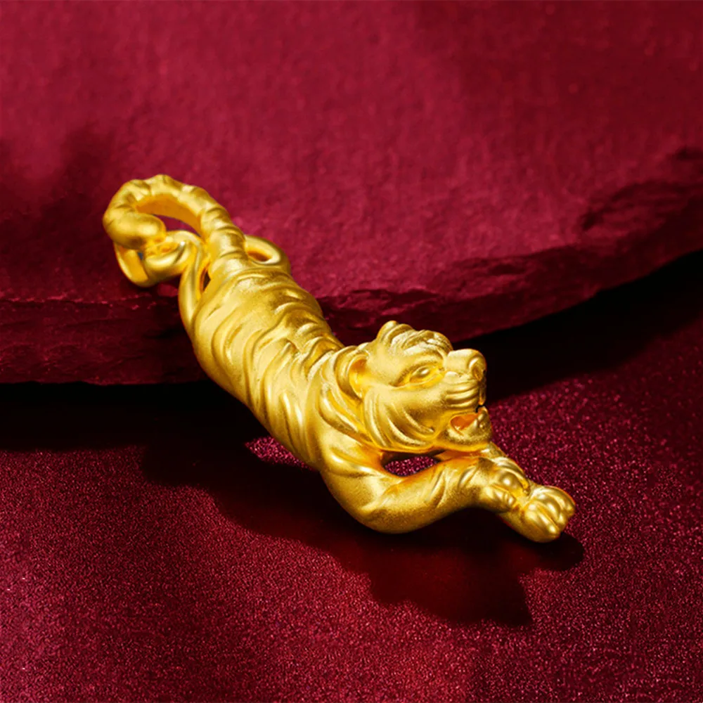AU999 24K pure gold men women tiger descending mountain braided bracelet, brave lucky talisman jewelry as holiday couple gifts