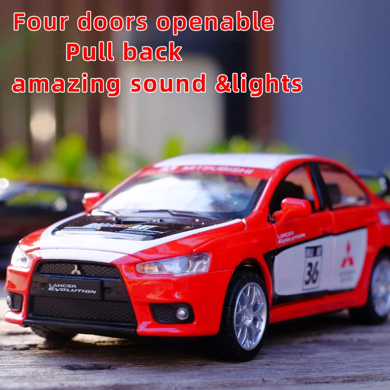 1/32 Mitsubishi  Lancer Evolution Alloy Family Car Model Diecast Toy Four Doors Openable Sound Light Collection Model