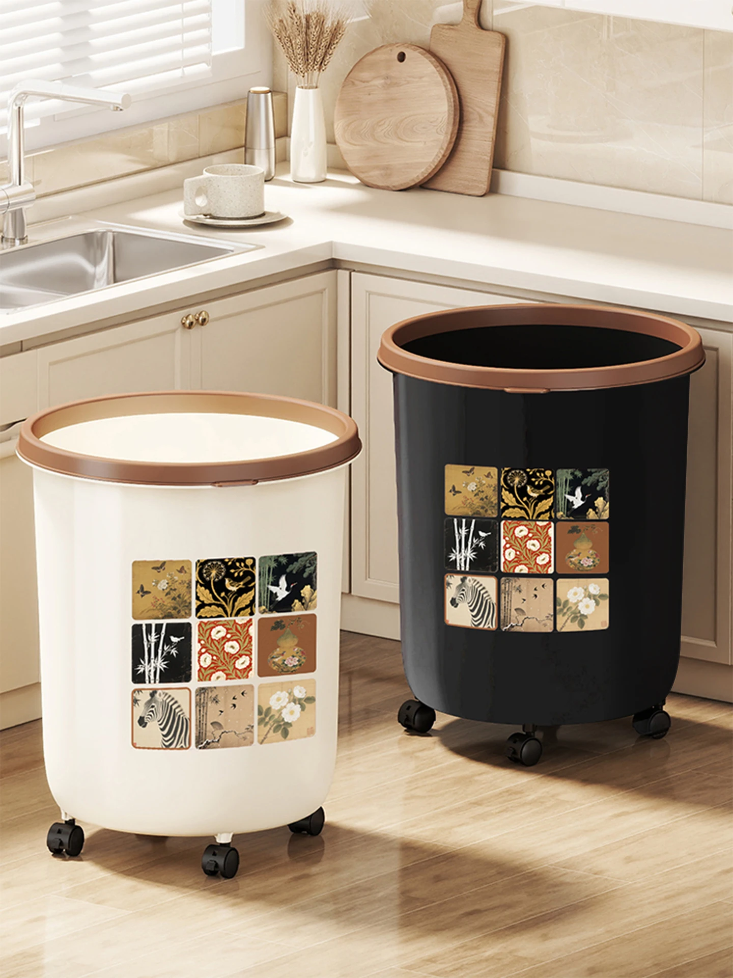 

Kitchen Household Large Capacity Trash Can Wheel Mounted No Bent over New 2026 Model Living Room High Aesthetic Value