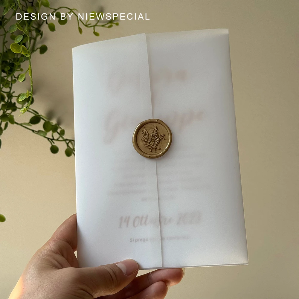 Envoltura de velino transparente de 25 piezas adecuada para una invitación de boda de 5 x 7