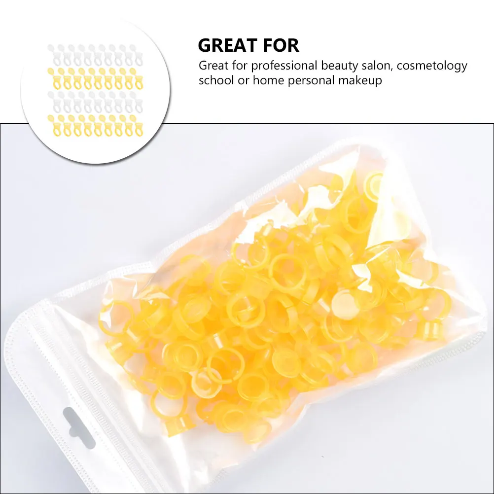 

100pcs Pigment Ring Cups Makeup Ink Holders Sealable Lid Lightweight For Beauty Salon Eyelash Glue Container Embroidery Ring Cup