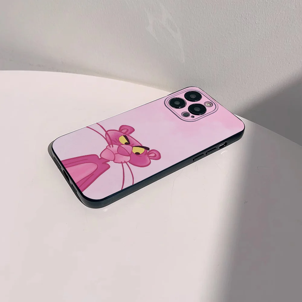 Pink Panther Phone Case Phone Case For IPhone 16 15 14 13 Pro Max 11 12 Mini X Xs XR Se 2022 Black Silicone Cover