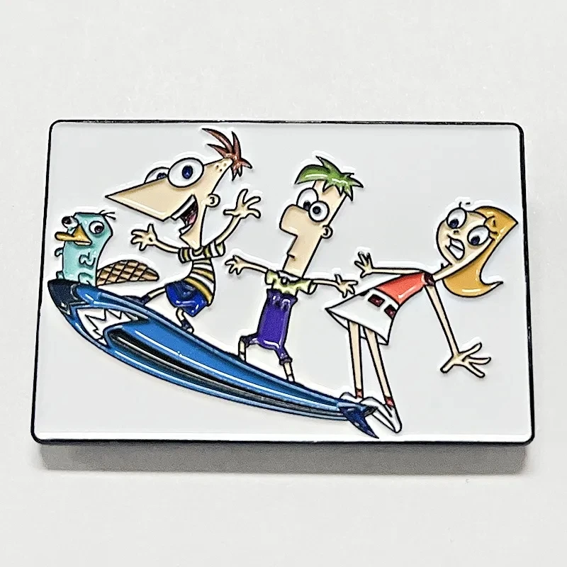 Disney Animation Phineas and Ferb Metal Brooch Cartoon Badge Fashion Jewellery Clothes Hat Backpack Children Accessory Gifts