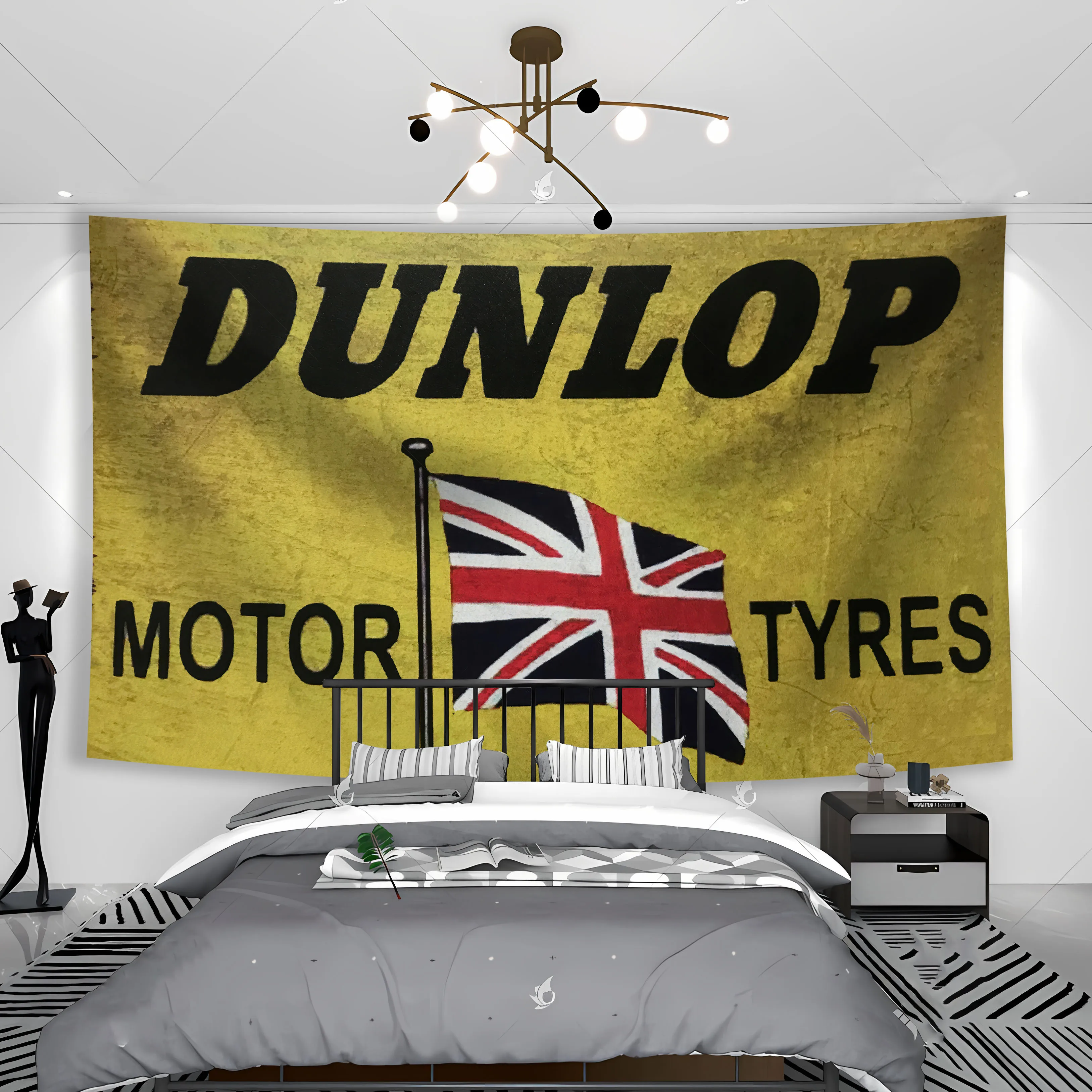 Dunlops Motor Tyres Tapestry Polyester Printed Racing Car Banner For Flag Garage or Store  Decoration Banner