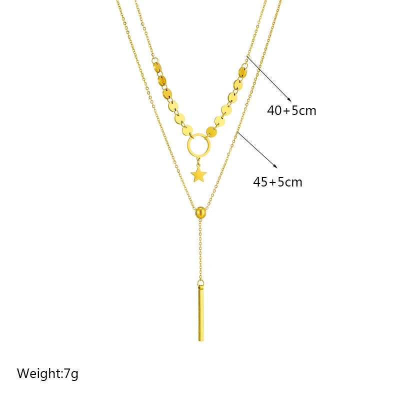 XIYANIKE 316L Stainless Steel Necklace Ball Star Pendant Double Chain Accessories for Women Simple Birthday Jewelry Gift Collier