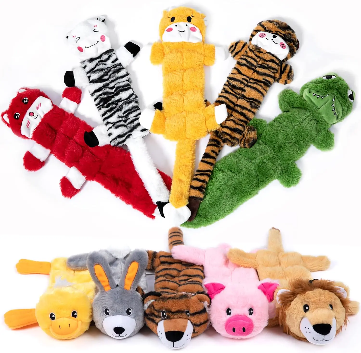 

10 PCS Crinkle Dog Squeaky Toys with Double Layer Reinforced Fabric, Durable Plush Dog Toys, No Stuffing Body Dog Toy Set