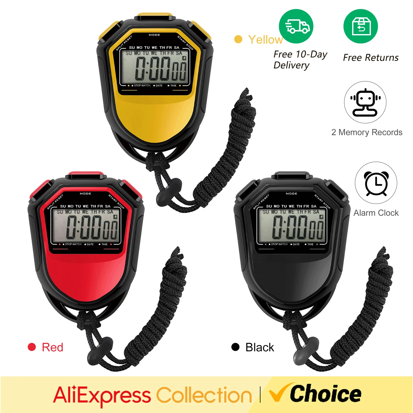 Waterproof Stopwatch Digital Handheld LCD Timer Chronograph Sports Counter with Strap for Swimming Running Football Training