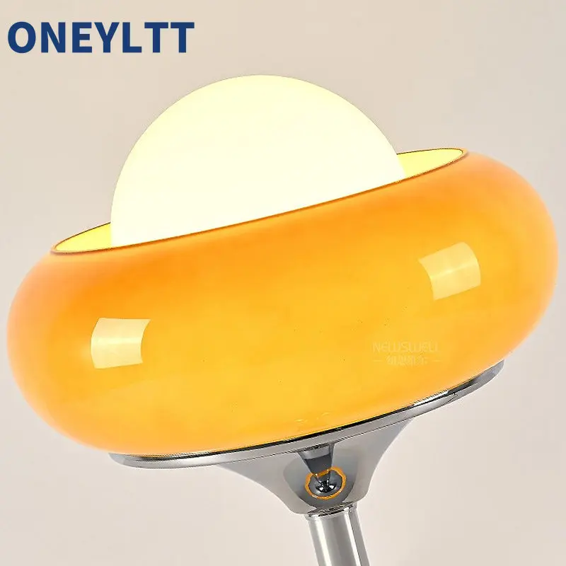 Vintage Orange Led Floor Light Living Room Glass Shade Corner Floor Lamp Home Decor Led Lighting Bedroom Stand Light Beside Lamp