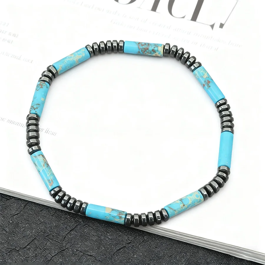 Pulsera de hematita unisex, joyería con cuentas de piedra Irregular del emperador, regalo de energía curativa minimalista elástico hecho a mano para hombres y mujeres