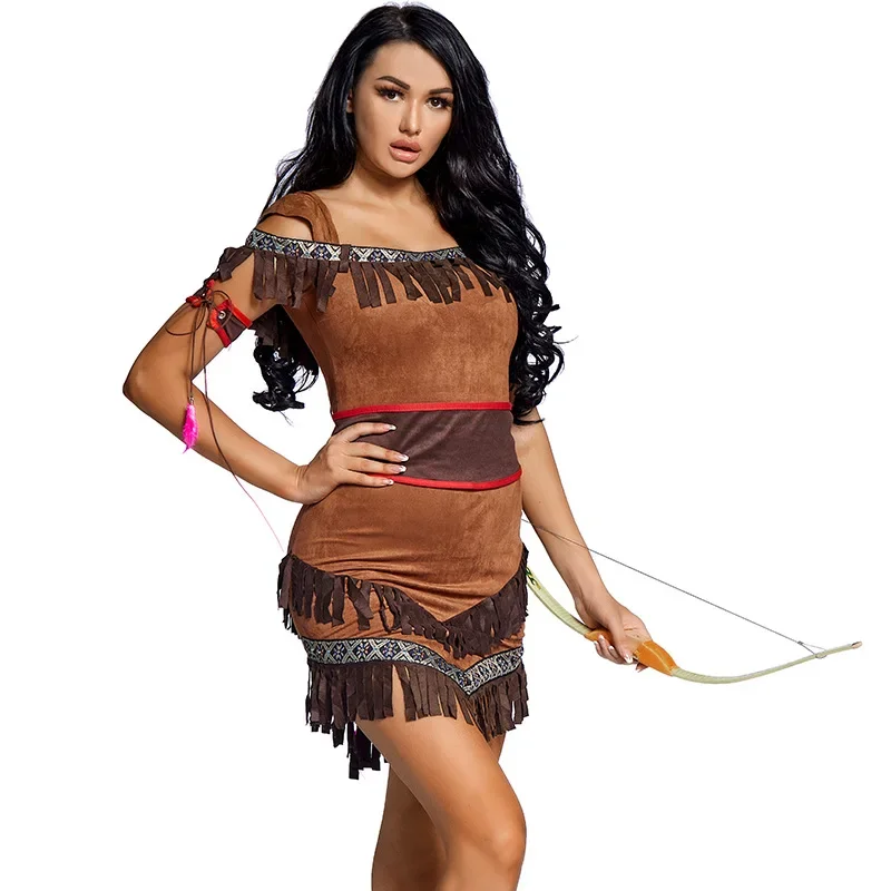 Carnival Indian Princess Halloween Costumes For Women female Adult Pocahontas Cosplay Costume Purim Party Fancy Dress up suit