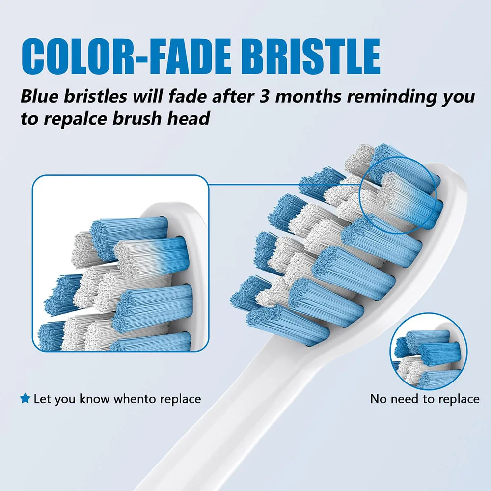Replacement Toothbrush Heads Compatible with Philips Sonicare and More Electric Teethbrush Heads Click-on Handles for Adult