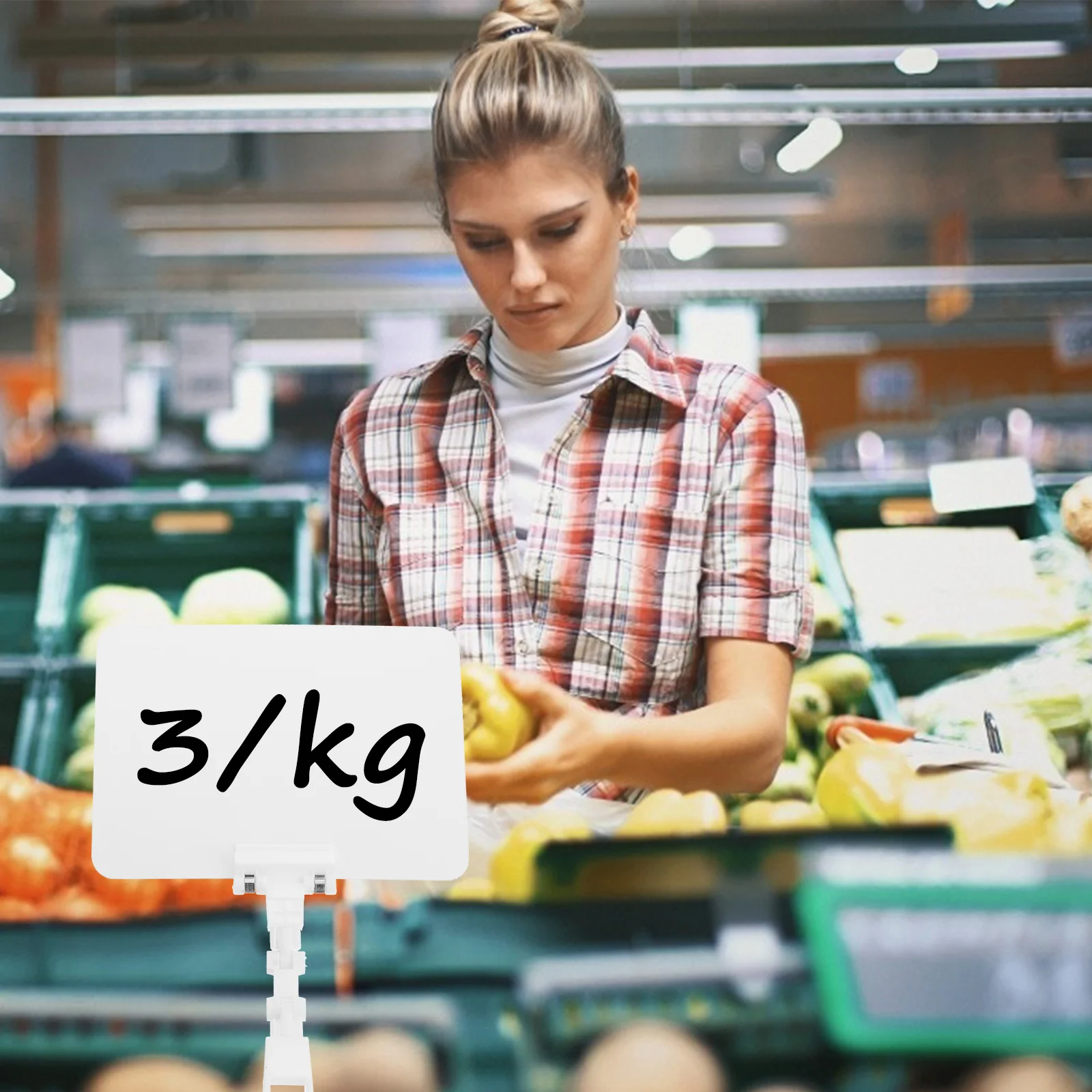 Price Tag Clip Fruit Sign Holder Display Stand PVC Advertising Label Rack Supermarket