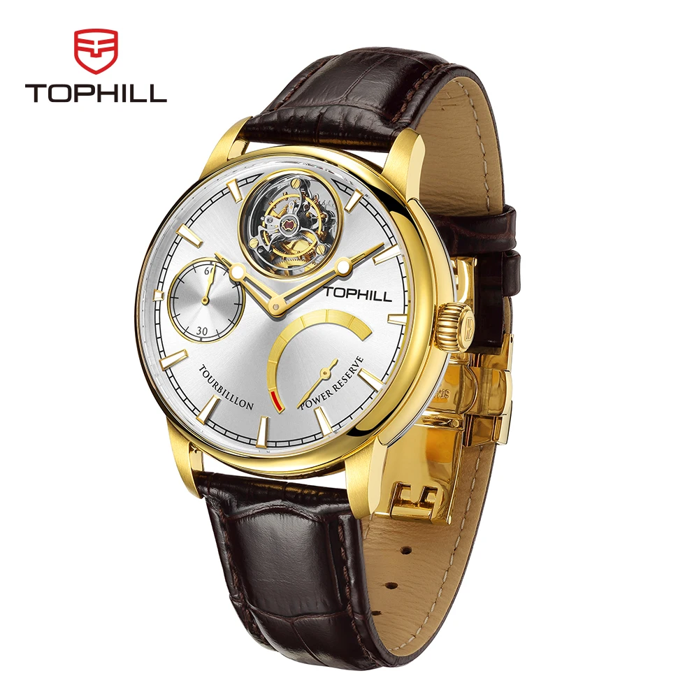 

TOPHILL Men's Business Watch Luxury Automatic Mechanical Skeleton Tourbillon Wristwatch Sapphire Glass 5Bar Watches for Man
