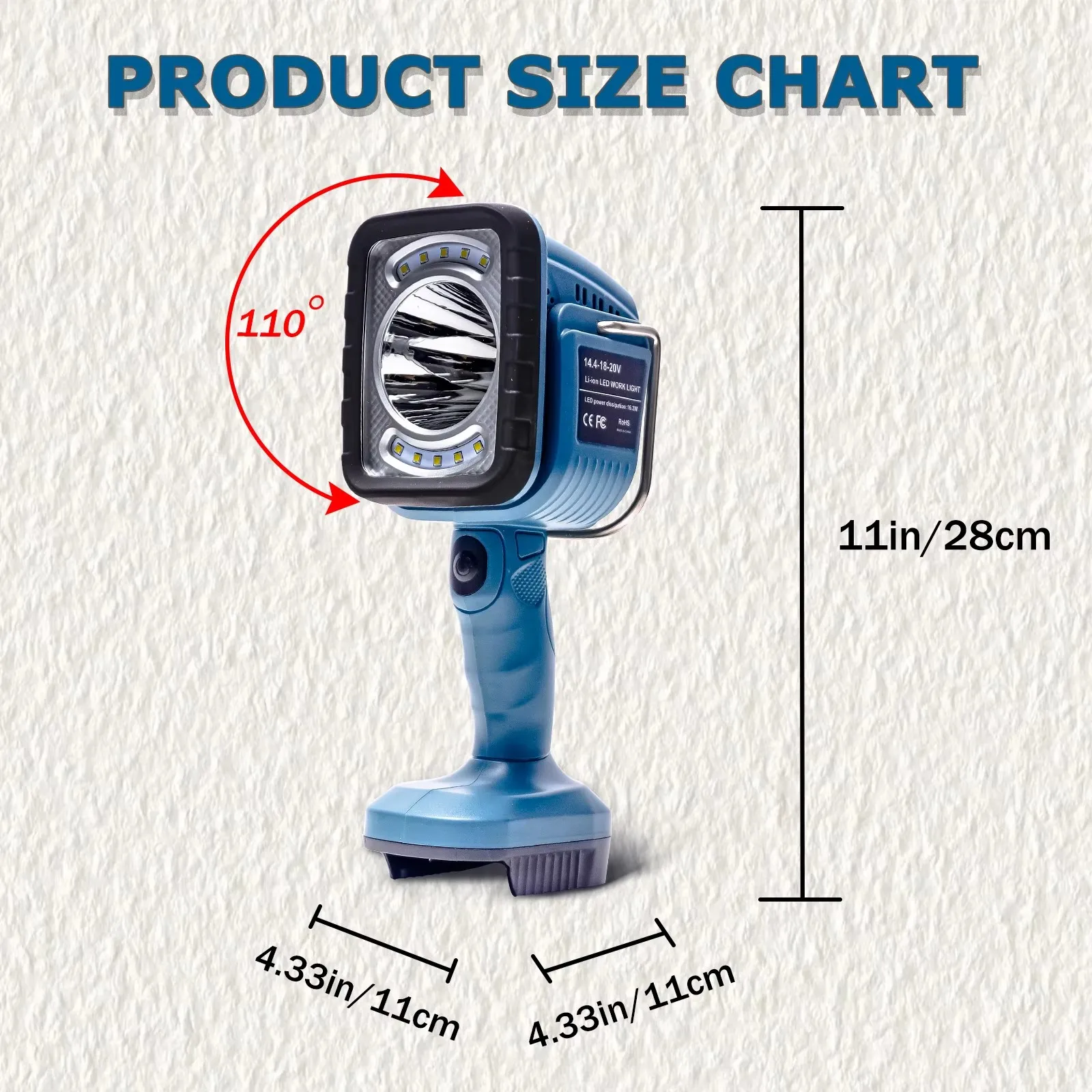 ضوء عمل LED لاسلكي 4 أوضاع إضاءة محمولة في الهواء الطلق ضوء الفيضانات لبطارية ديوالت/ميلووكي/ماكيتا 18 فولت 20 فولت (بدون بطارية)