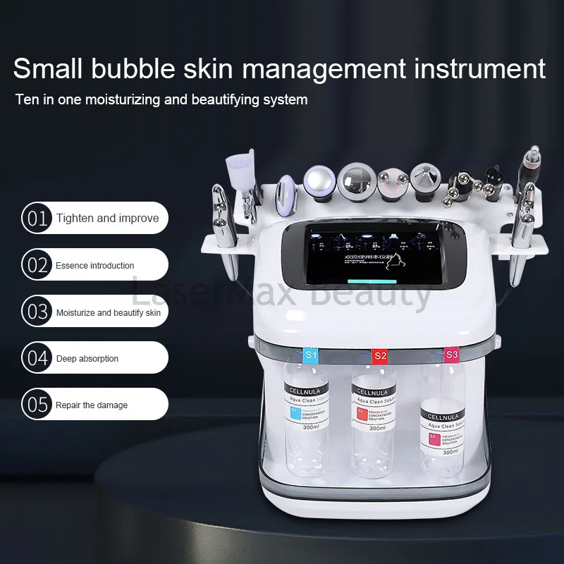 New Design 10 In 1 Oxygen Bubble Pen Anti Aging Suction Cleaning Skin Rejuvenation Scrubber Peeling BIO Lifting Beauty Machine