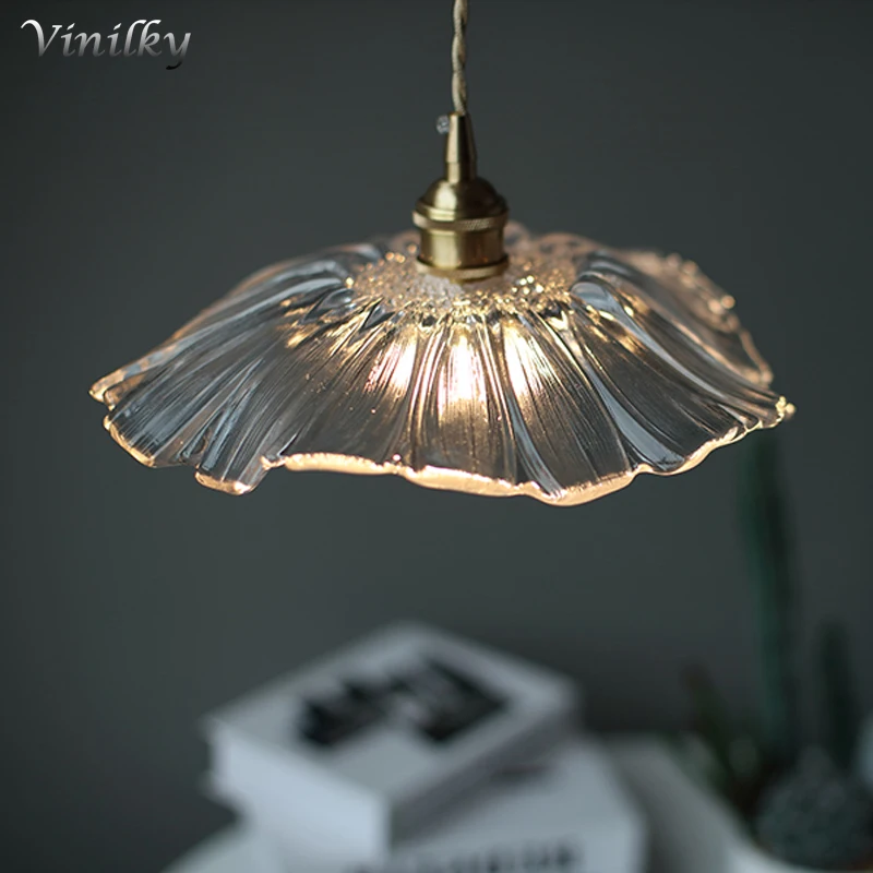 

Nordic Simple Pendant Lights Japanese Style Brass Glass Restaurant Chandelier Ceiling Lamp Bedroom Bedside Lantern Ceiling Lamps