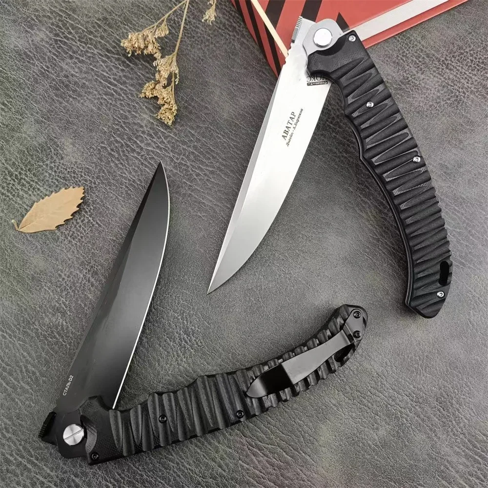 HOKC Avatar Russian Folding Pocket Knife G2 Blade G10 Handle Outdoor Everyday Carry Tools Camping Hiking Hunting Survival Knives