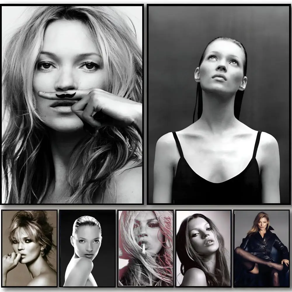 Model Fashion Hot Actor K-Kate Moss Poster HD-Kunst, selbstklebende Wanddekoration, wasserfest, für Zuhause, Schlafzimmer, Bar, ästhetische Dekoration