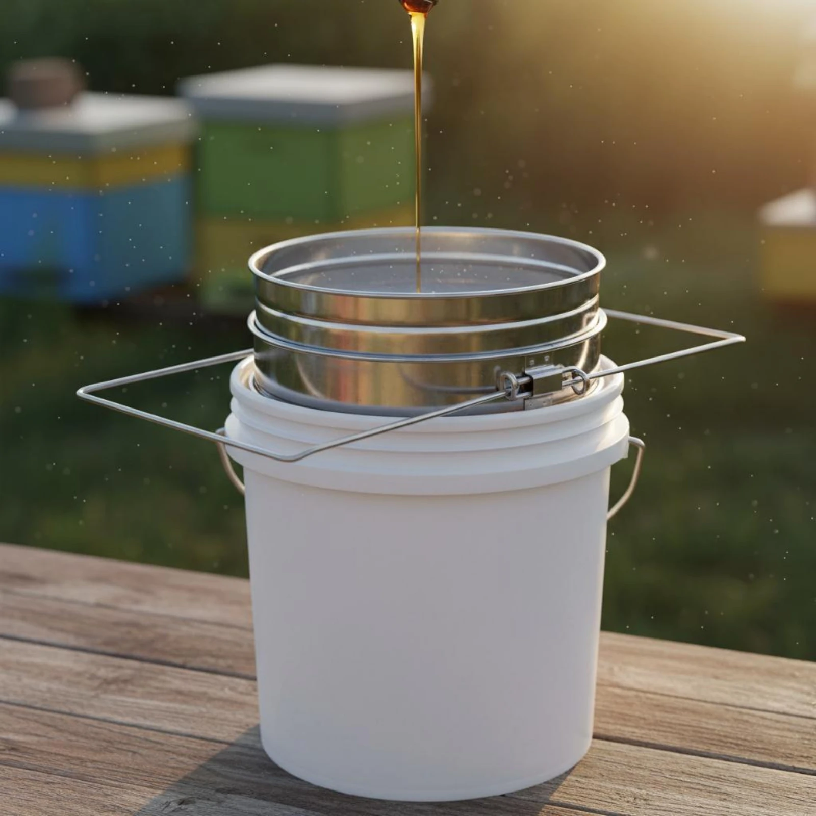 Extendable Extendable Support Honey Strainer Easy to Clean Double Tier Honey Strainer Double Mesh Beekeeping Strainer view 6