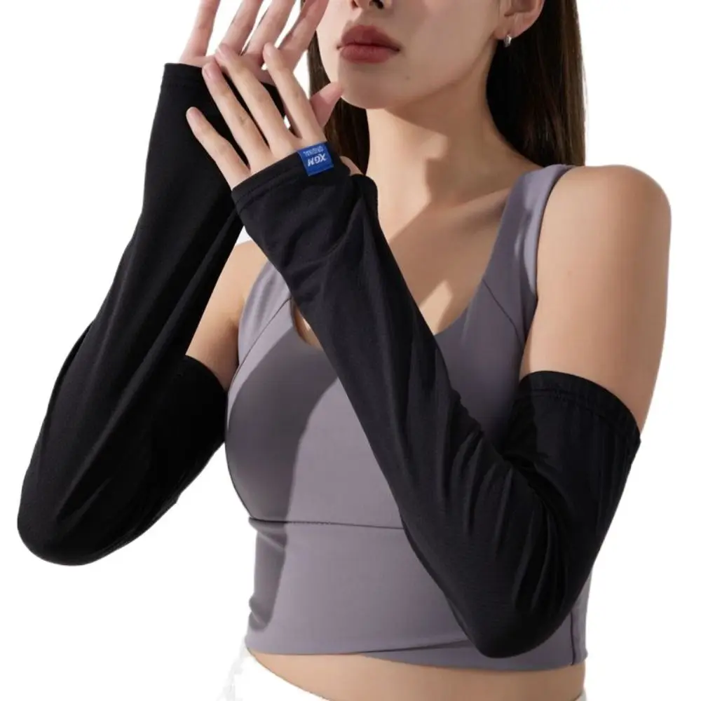 

Sun Protection Ice Silk Sleeves Gloves Breathable Driving Arm Cover Summer Sunscrean Sleeves Simple Thin Fishing Arm Sleeves