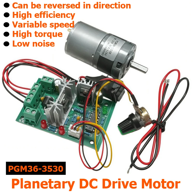 36-3530 Planetary DC Speed Reduction Motor 12V/24V, Speed Control Motor with Metal Tooth Belt Speed Regulator
