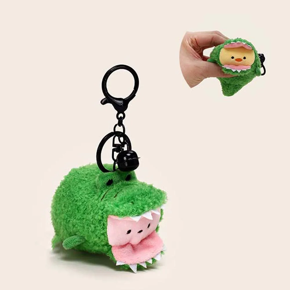 Kawaii Soft Beep Crocodile Pendants Chick Funny Cartoon Bear Doll PP Cotton Furry Plush Animal Key Ring Party