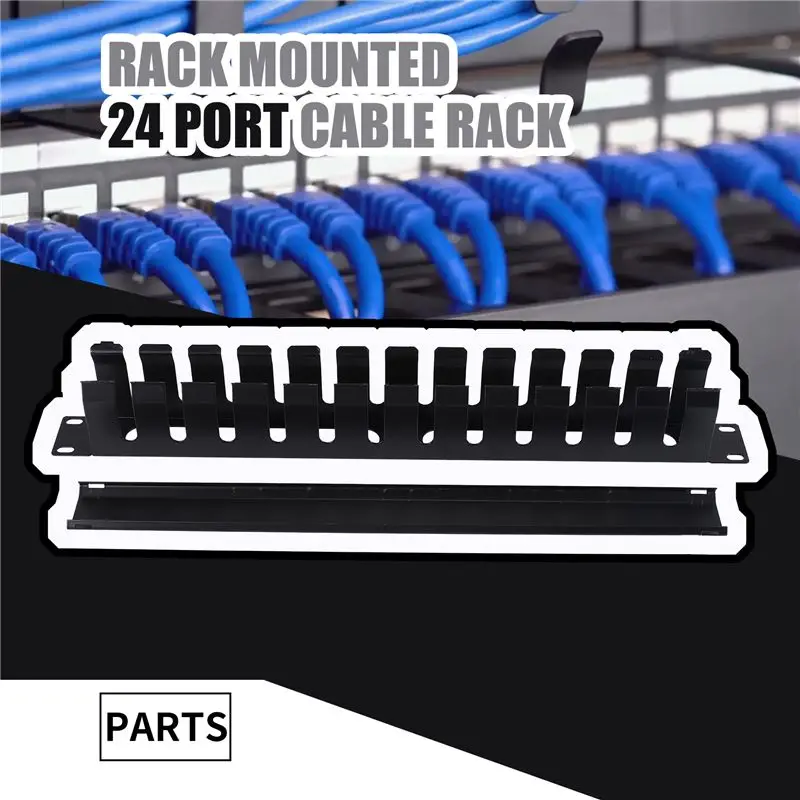 QWE-1U Cable Management Horizontal Mount 19 Inch Server Rack , 12 Slot Metal Finger Duct Wire Organizer With Cover