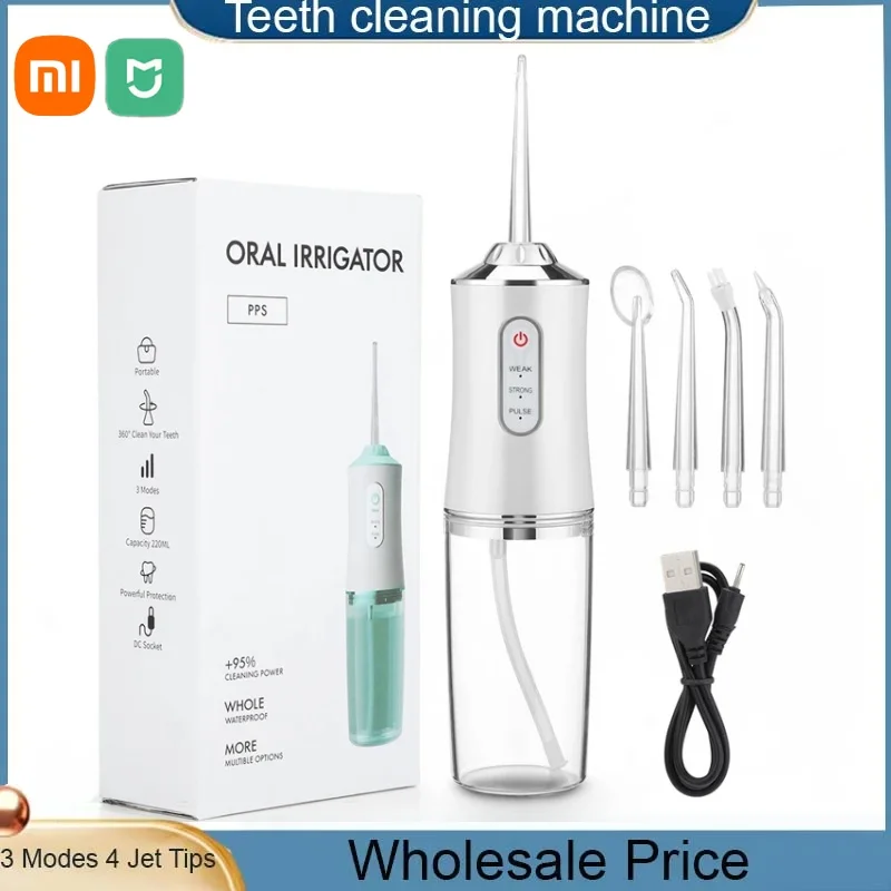 Xiaomi ​Portable Oral Irrigator Dental Water Flosser USB Rechargeable Water Jet Floss Tooth Pick 4 Jet Tip 3 Modes Teeth Cleaner