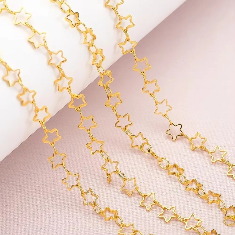No Fade Copper Chain 1 Meter Length Electroplating Process Star Chain 4/5mm Solid Color Jewelry Making Chain Jewelry DIY Making